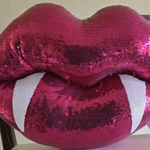 Glossy Lips with Vampire Teeth Pillow